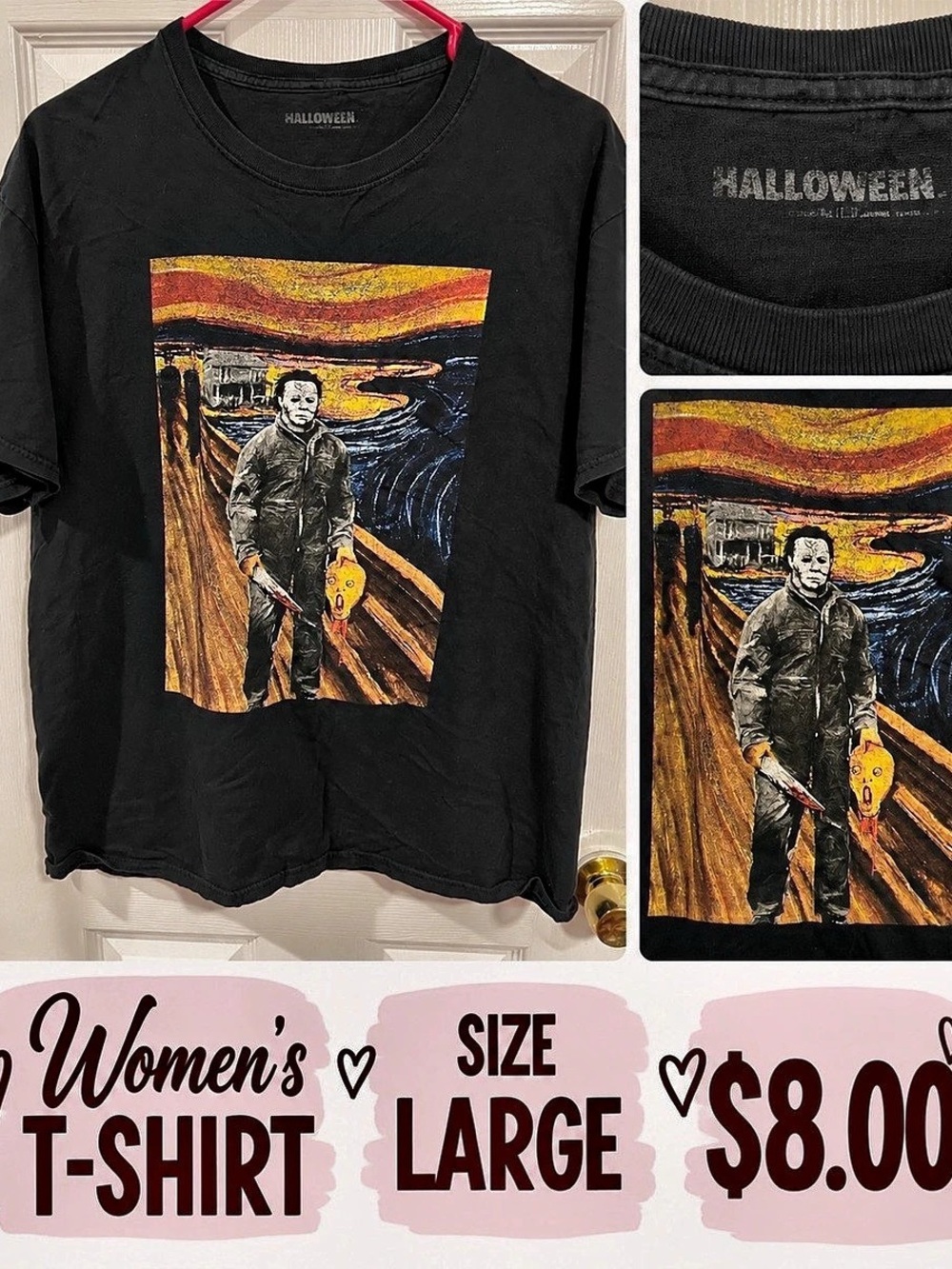 Halloween Graphic T-Shirt in Black Size Large